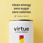 White Virtue Clean Energy Yerba Mate can with natural caffeine drink zero sugar calories