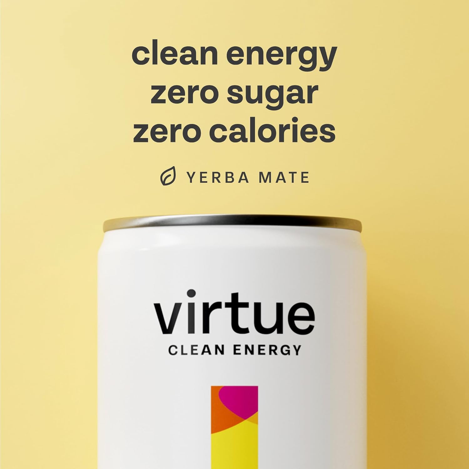 White Virtue Clean Energy Yerba Mate can with natural caffeine drink zero sugar calories