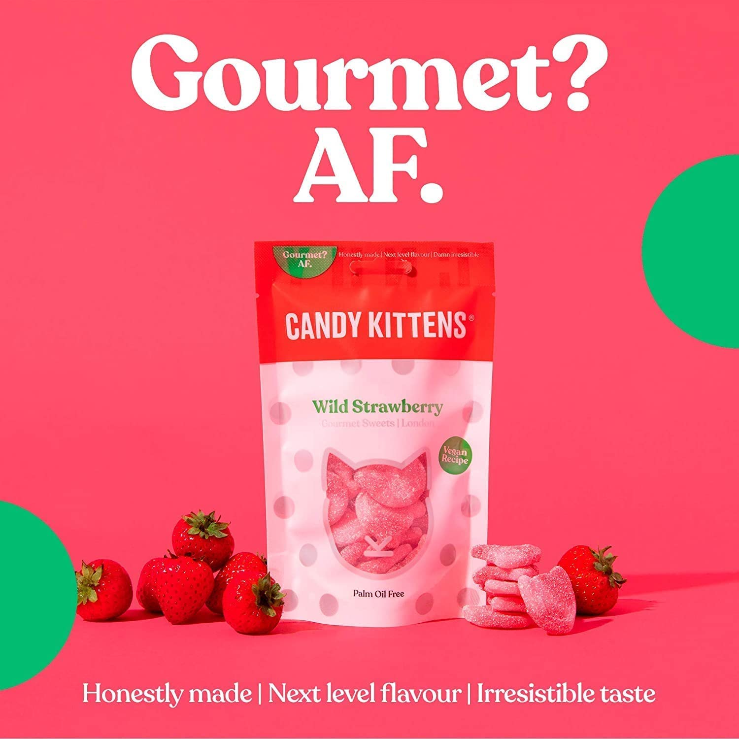 Gourmet strawberry-flavored cat-shaped Candy Kittens 10x140g Wanderlust pouch