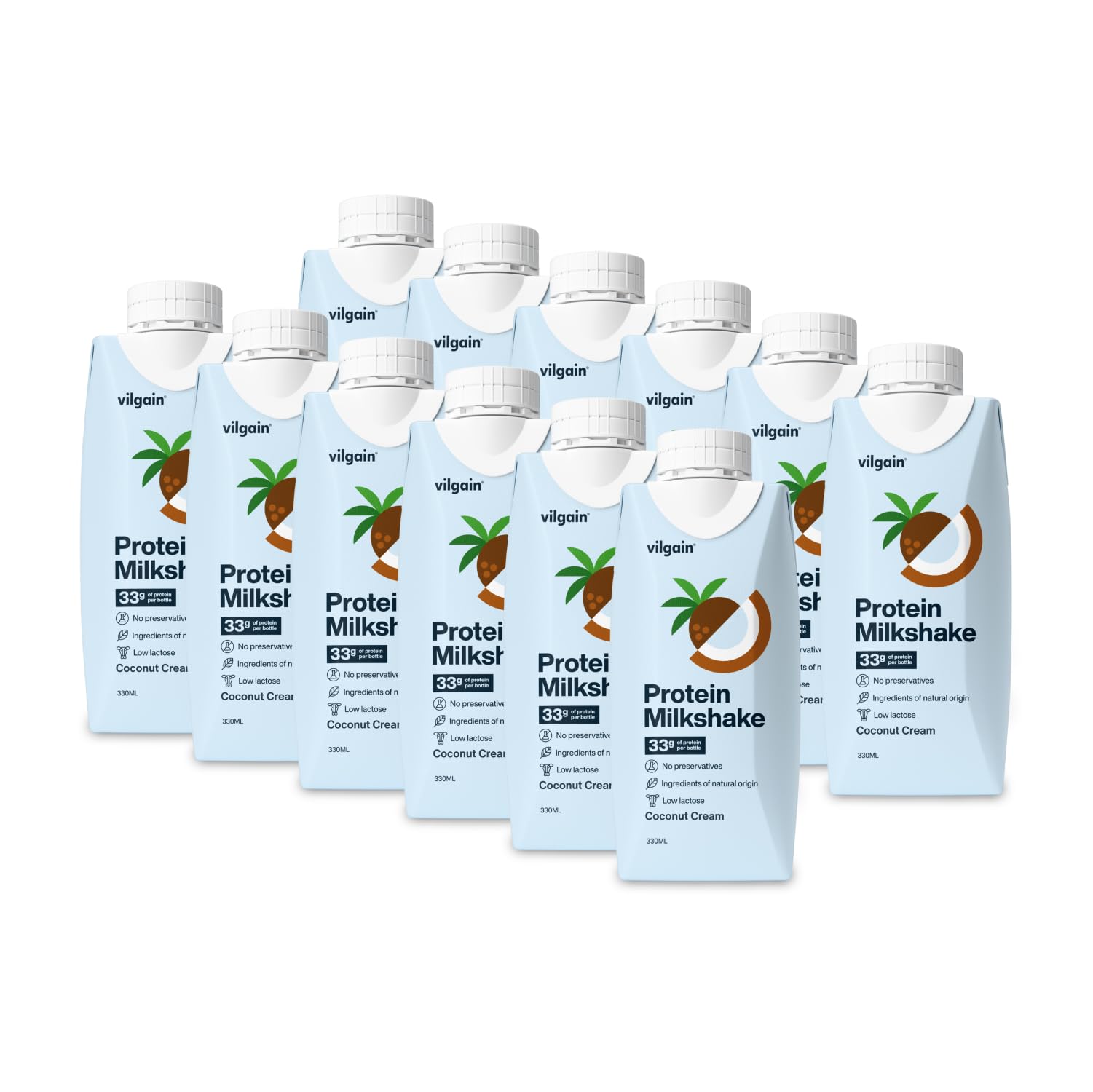 Vilgain Protein Milkshake - 12x330ml / Coconut Cream - Whey Protein Ready-to-Drinks