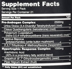 Animal Test formula nutrition facts panel with pro-androgen complex and arachidonic acid