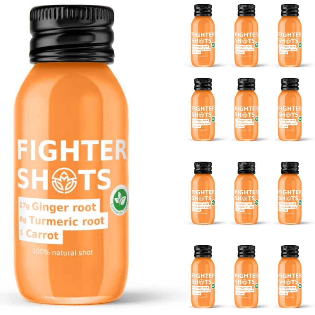 Fighter Shots - 12x60ml / Ginger + Turmeric + Carrot - Immunity Support Shots