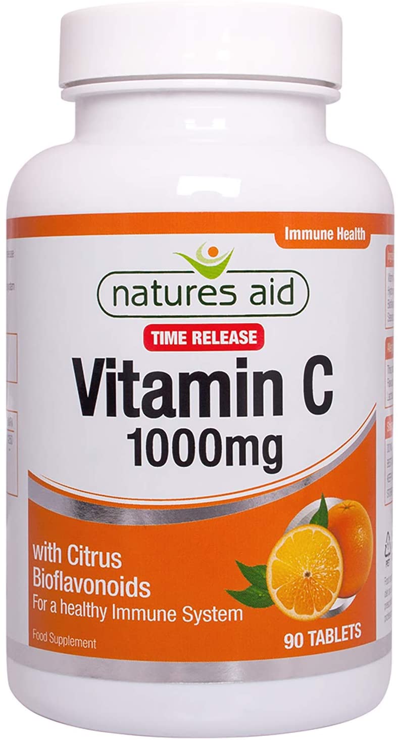 White Natures Aid Vitamin C 1000mg bottle with Citrus Bioflavonoids for immune support