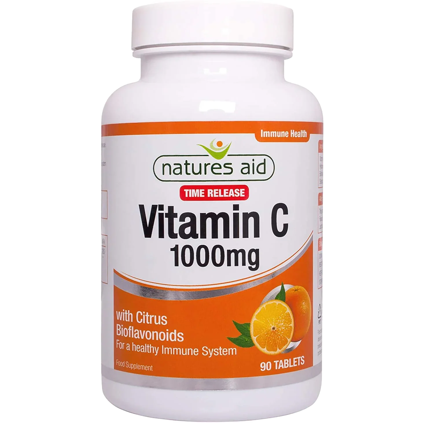 Natures Aid Citrus Tablets with 1000mg Vitamin C for sustained absorption and immune support