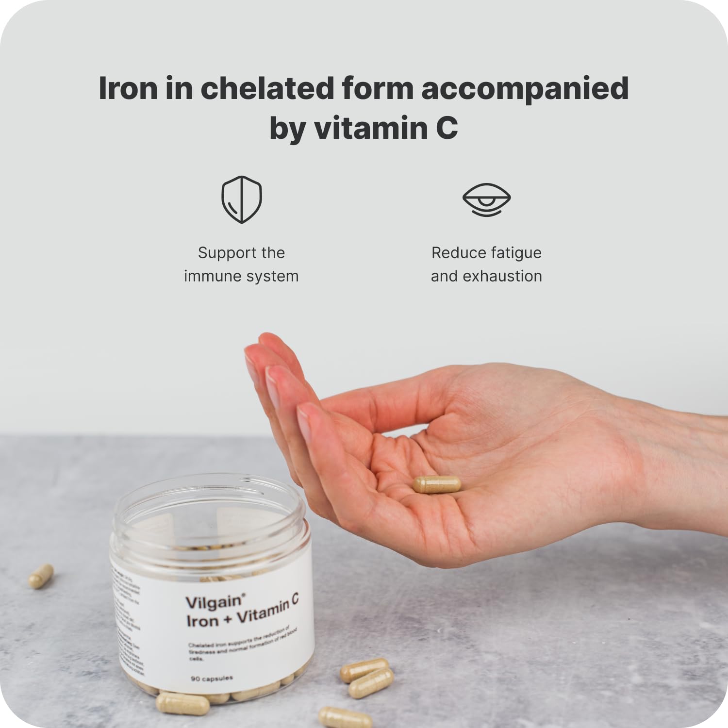 Vilgain Iron + Vitamin C - 90 Caps - Iron Capsules