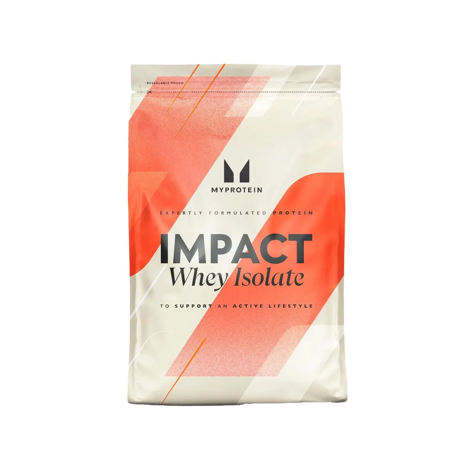 Sealed bag of MyProtein Impact Whey Isolate zero fat impact protein powder