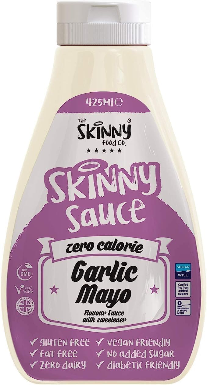 Skinny Food Co Skinny Sauce zero-calorie garlic mayonnaise bottle for healthy eating