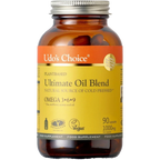 Udo’s Choice Ultimate Oil Blend Caps bottle with 90 plant-based omega capsules for health