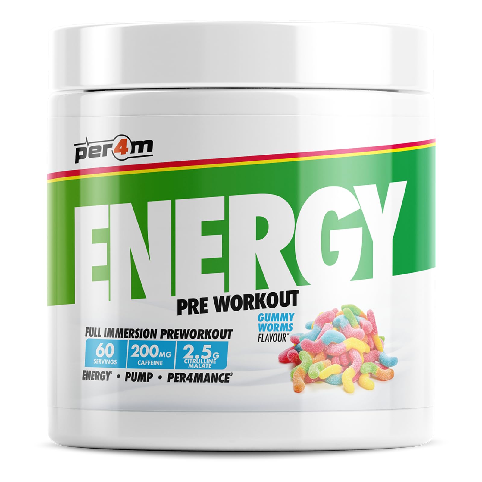 Per4m Energy Pre Workout - 390g / Gummy Worms - Pre-Workout Powder