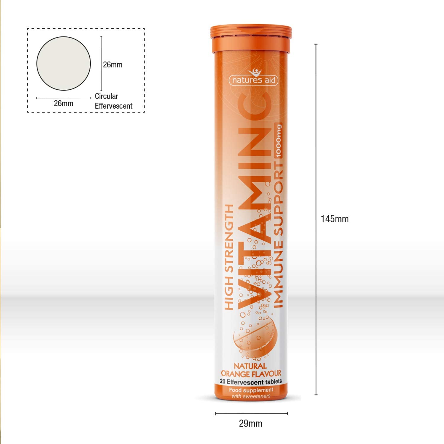 Natures Aid Vitamin C 1000mg Effervescent - 20 Tabs - Vitamin C Capsules