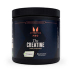 Black plastic tub of MyProtein Creatine Creapure micronized creatine for power output