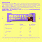 Caramel fudge Misfits Plant-Based Protein Bar with nutritional info, tasty and healthy