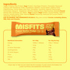 Misfits Plant-Based Protein Bar with peanut butter fudge flavor, perfect for snacks