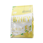 Banana flavored CNP Whey protein powder in a stand-up pouch for muscle gains