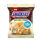 Snickers Hi Protein White Choc & Peanut package on a white background