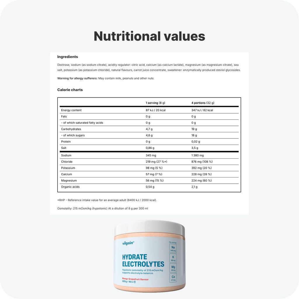 Vilgain Hydrate Electrolytes 320g