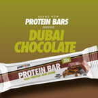 Per4m Protein Bar with Dubai chocolate flavor high in protein low in sugar