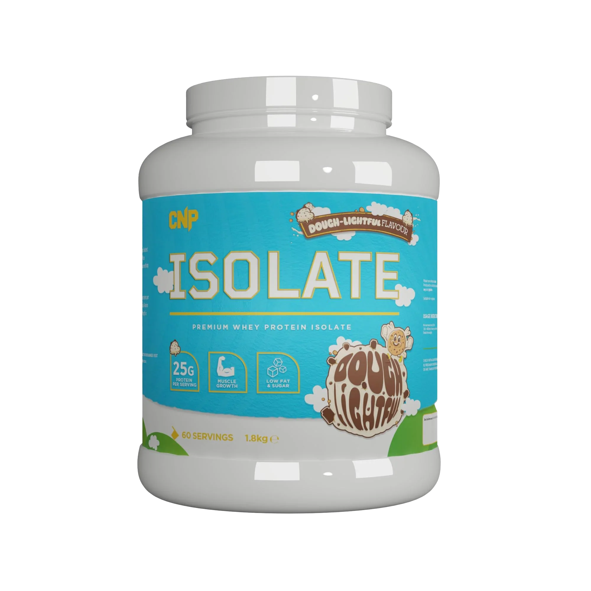 CNP Isolate whey protein isolate tub with Dough-Lightful flavor packed with essential amino acids