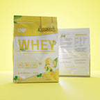 CNP Whey banana-flavored protein powder bag for muscle gains and post-workout fuel