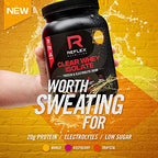 Black Reflex Nutrition Clear Whey Isolate tub for high quality clear whey protein drink