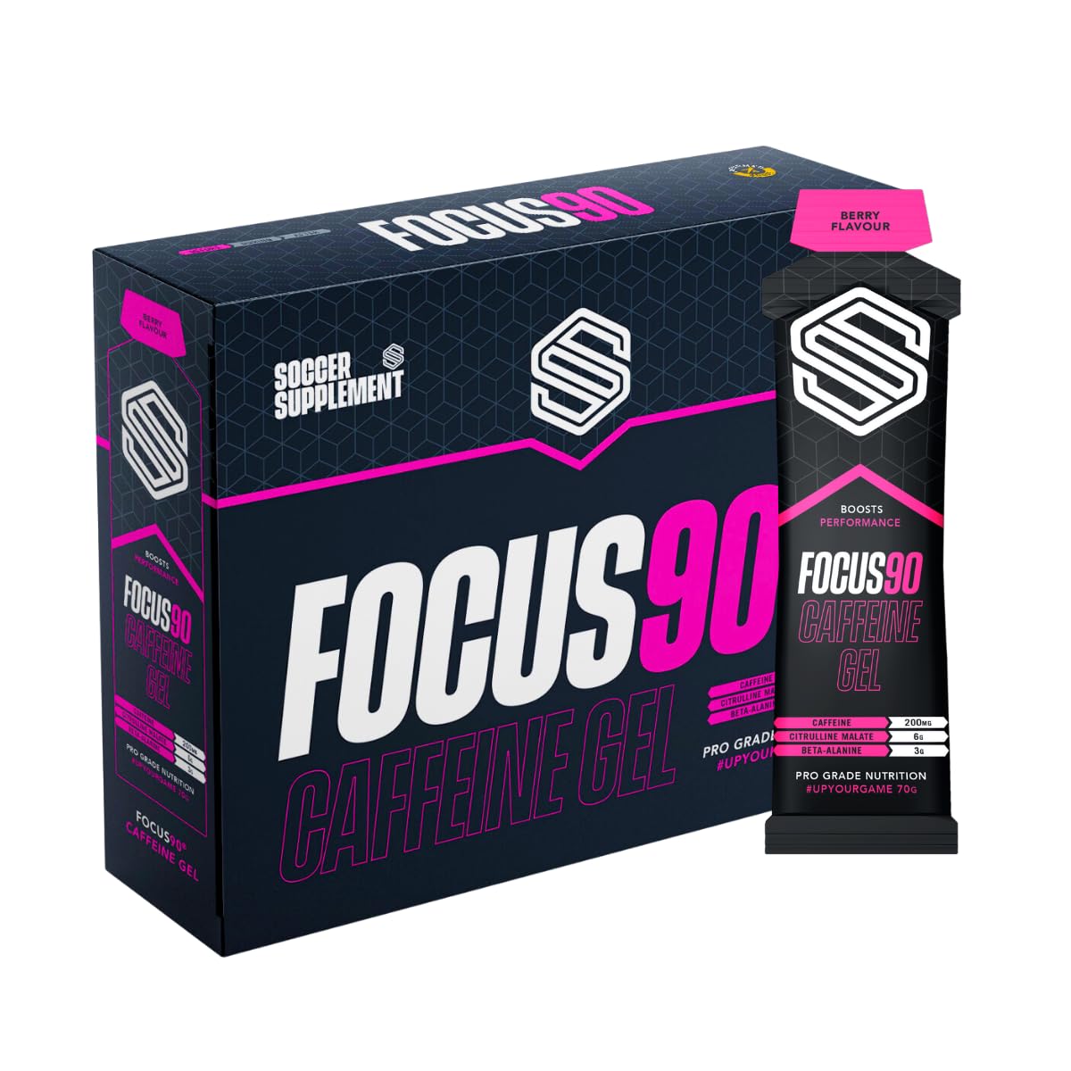 Soccer Supplement Focus90 Caffeine Gel - 12x70g / Mixed Berry - Energy Gels