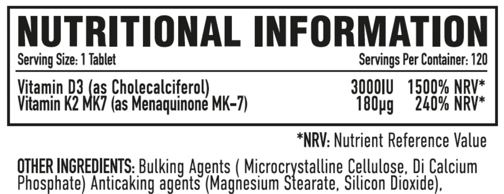 Per4m D3 Plus K2 - 120 Tabs - Vitamin D3 & K2 Capsules