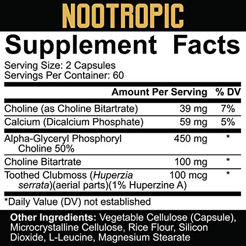 Rich Piana 5% Nutrition Nootropic - 120 Caps - Cognitive Support Capsules