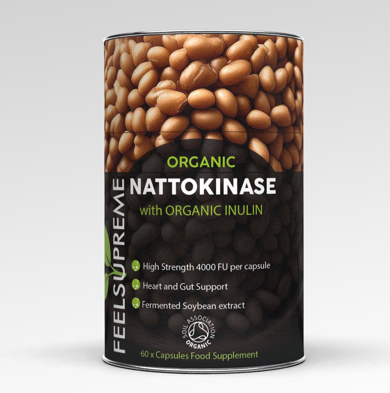 Feel Supreme Organic Nattokinase with Inulin Supplement - 60 Caps - British Brands BRI001