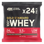 Optimum Nutrition Gold Standard Whey Protein Sachet for fitness goals, 24-pack, Double Rich Chocolate