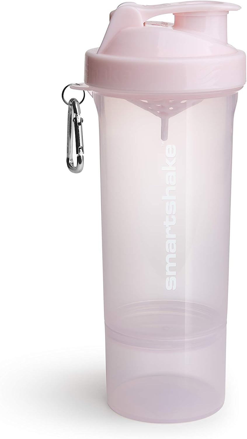 Translucent pink Smartshake Slim 500ml shaker with light pink cap and anti-leak tech