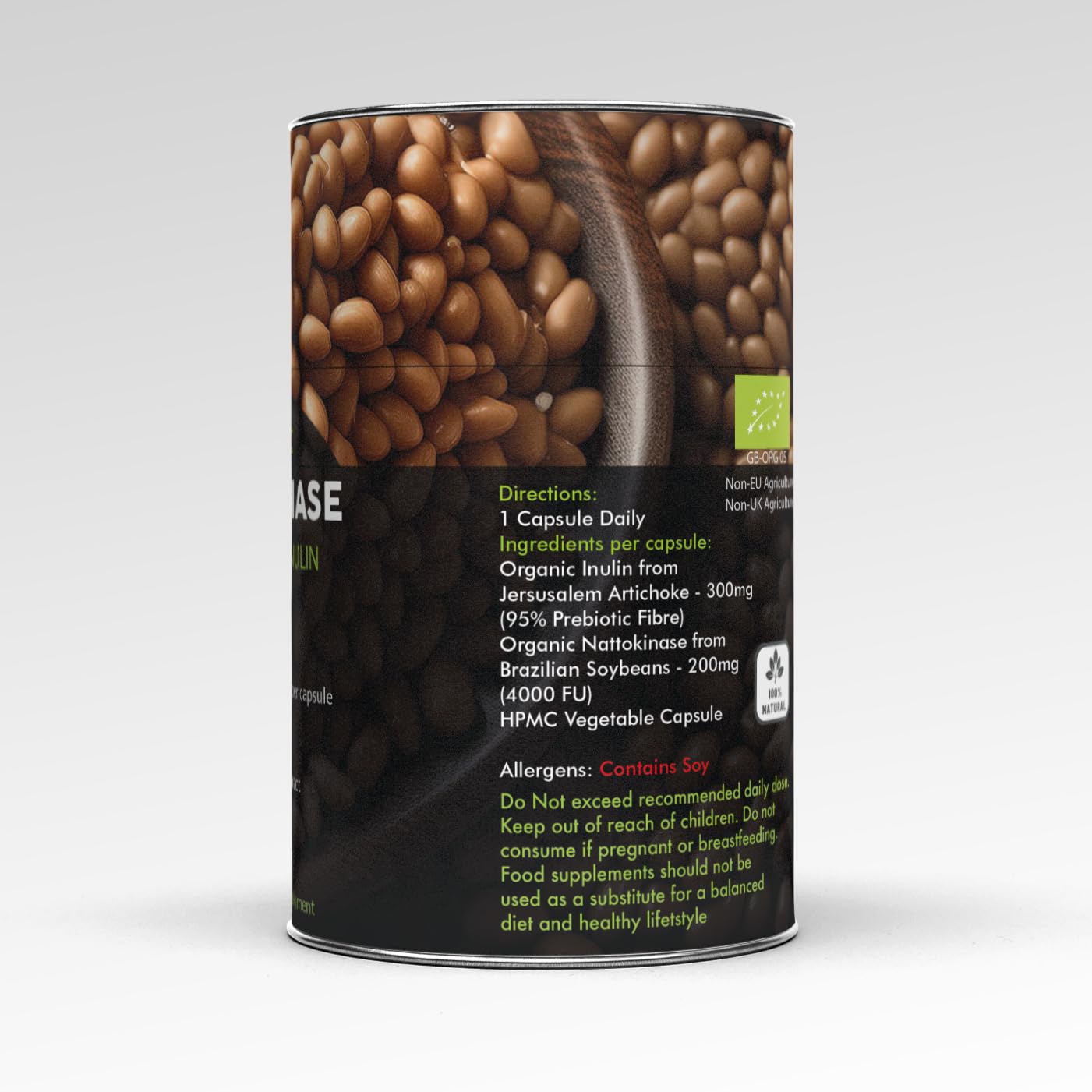 Feel Supreme Organic Nattokinase with Inulin Supplement - 60 Caps - British Brands BRI001
