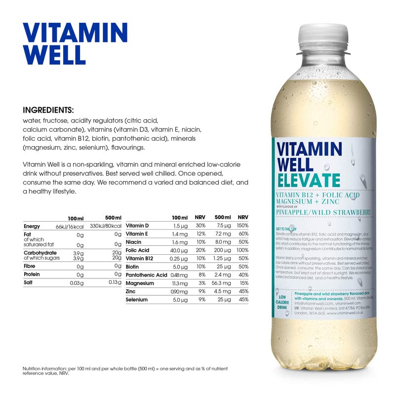 Vitamin Well Elevate - 12x500ml / Pineapple & Wild Strawberry - Vitamin Ready-To-Drinks
