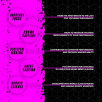 Soccer Supplement Focus Shot Caffeinated Drink infographic with mixed berry flavor benefits