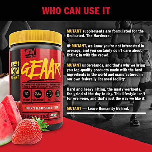 Mutant GEAAR Tiger’s Blood flavored vegan fermented amino acids powder for muscle growth