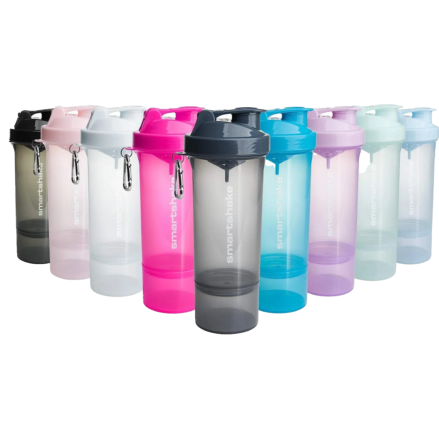 Colorful Smartshake Slim 500ml shaker with advanced anti-leak tech and compartments