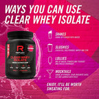 Black tub of Reflex Nutrition Clear Whey Isolate raspberry flavor for high quality clear whey
