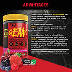 Red and black Mutant GEAAR vegan fermented amino acids powder with berries for muscle growth