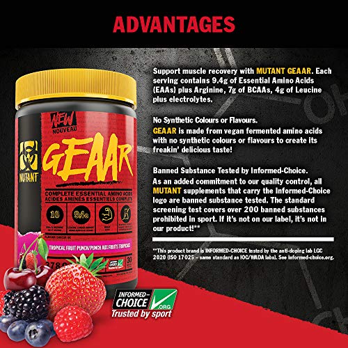 Mutant GEAAR vegan fermented acids powder with essential amino acids and berries