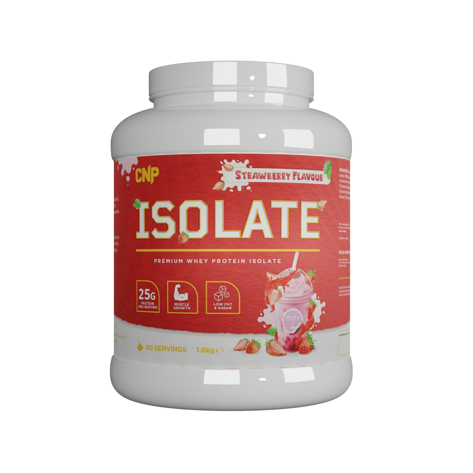 Strawberry flavored whey protein isolate powder CNP Isolate with essential amino acids