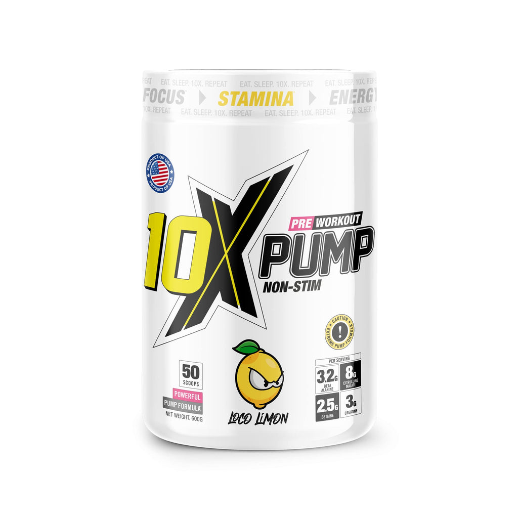 10X Athletic PUMP - 600g / Loco Limon - Pre-Workout Powder