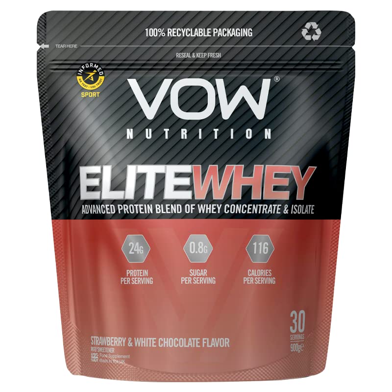VOW Nutrition Elite Whey - 900g / Strawberry & White Chocolate - Whey Protein Powder