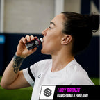 Woman drinking Soccer Supplement Nitrate Shot for boosting athletic performance