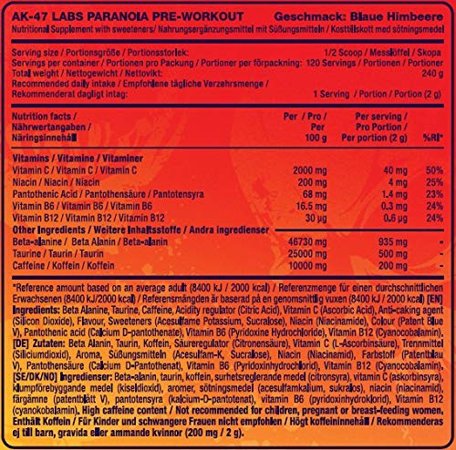 AK-47 Labs Pre-Workout Paranoia - Pre-Workout Powder
