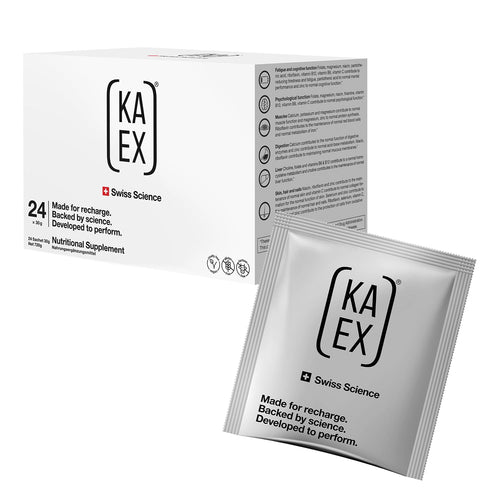 Box of KA-EX PWD powdered supplement sachets for muscle gain and amino acids boost