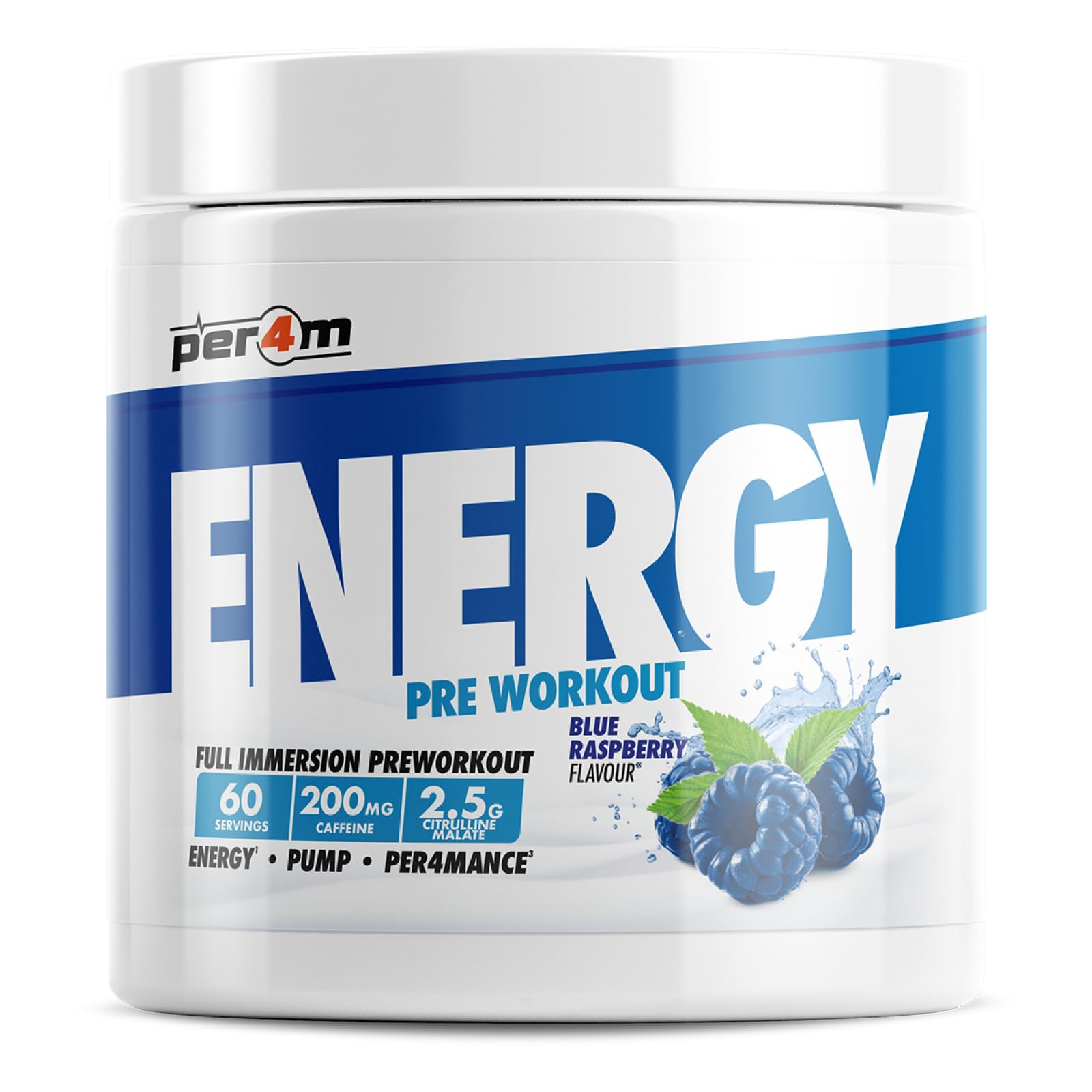 Per4m Energy Pre Workout - 390g / Blue Raspberry - Pre-Workout Powder