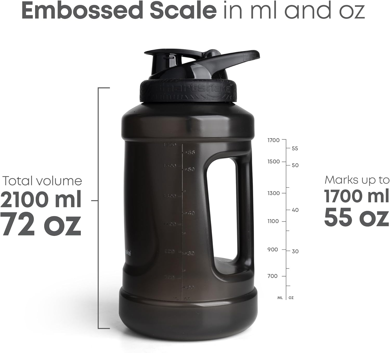 SmartShake Ultimate Gym Jug 2.1L - 2100ml / Black - Water Bottle (more than 2 litres)