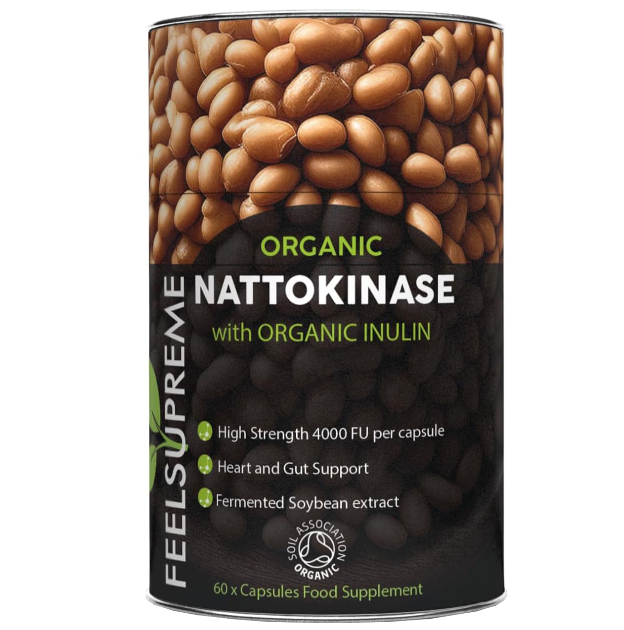 Feel Supreme Organic Nattokinase with Inulin Supplement - 60 Caps - British Brands BRI001