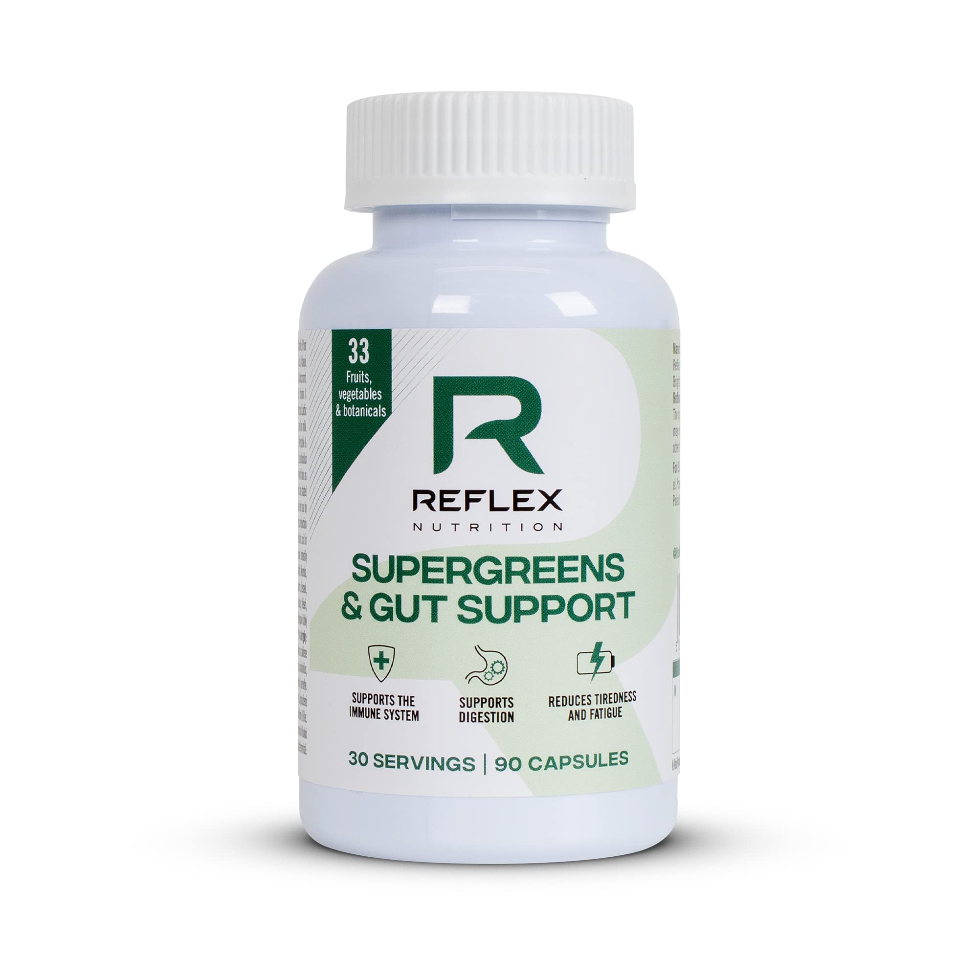 Reflex Nutrition Supergreens & Gut Support - 90 Veg Caps - Greens Capsules