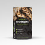 Cylindrical container of Feel Supreme Premium Spermidine & Astaxanthin Complex supplement for cellular health