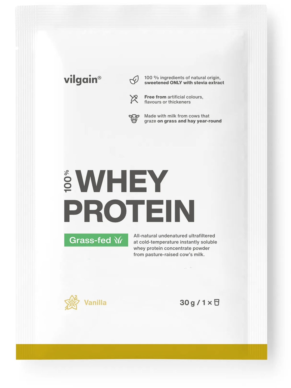 Vilgain Grass-fed Whey Protein - 30g / Vanilla - Whey Protein Powder